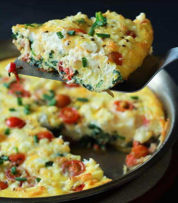 Cheesy Bacon Spinach Frittata