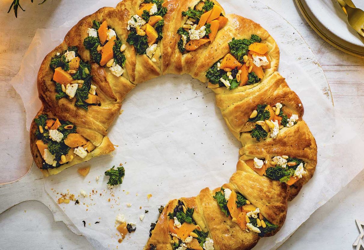 Squash and Kale Wreath